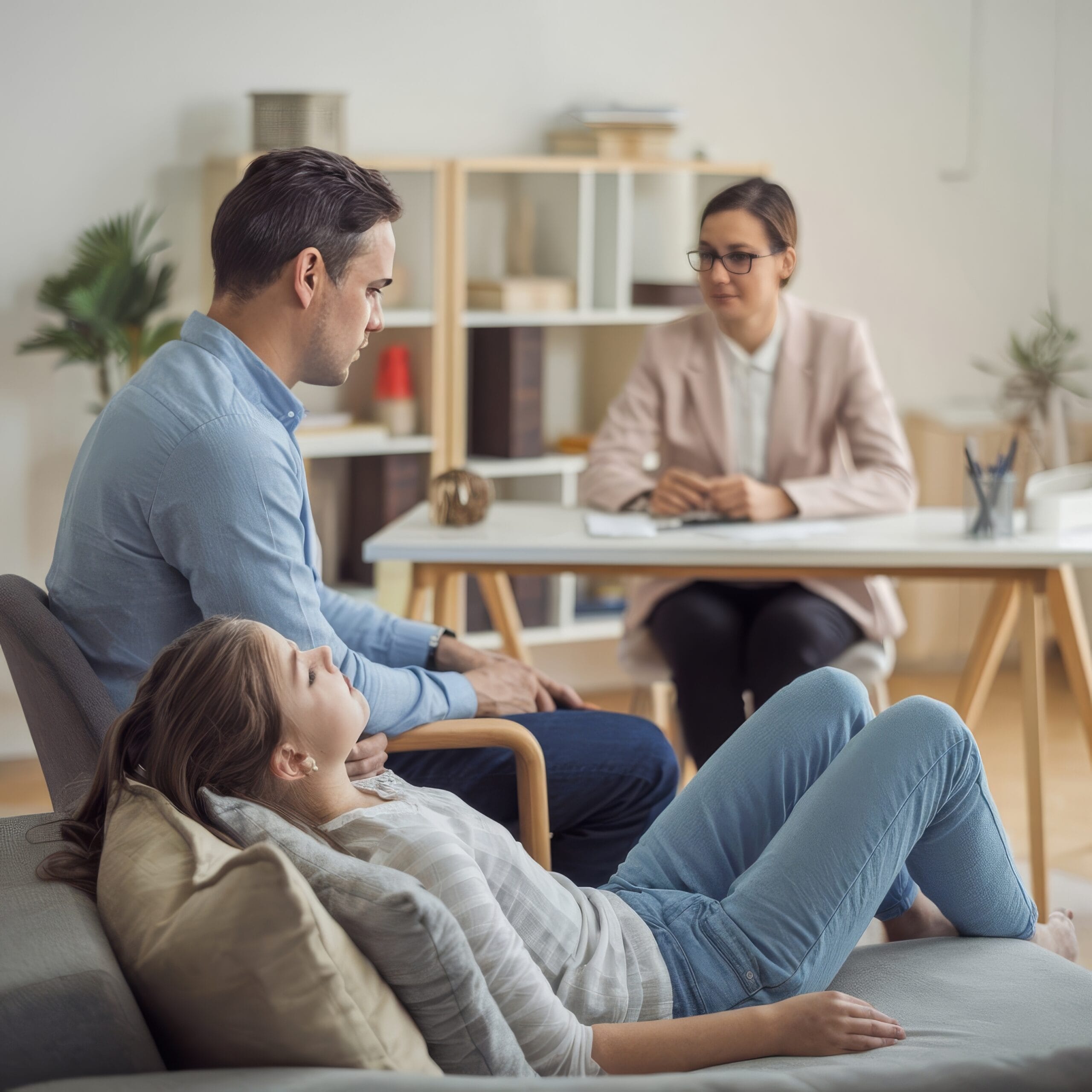 Parents in a confidential session with a family support practitioner in Los Angeles