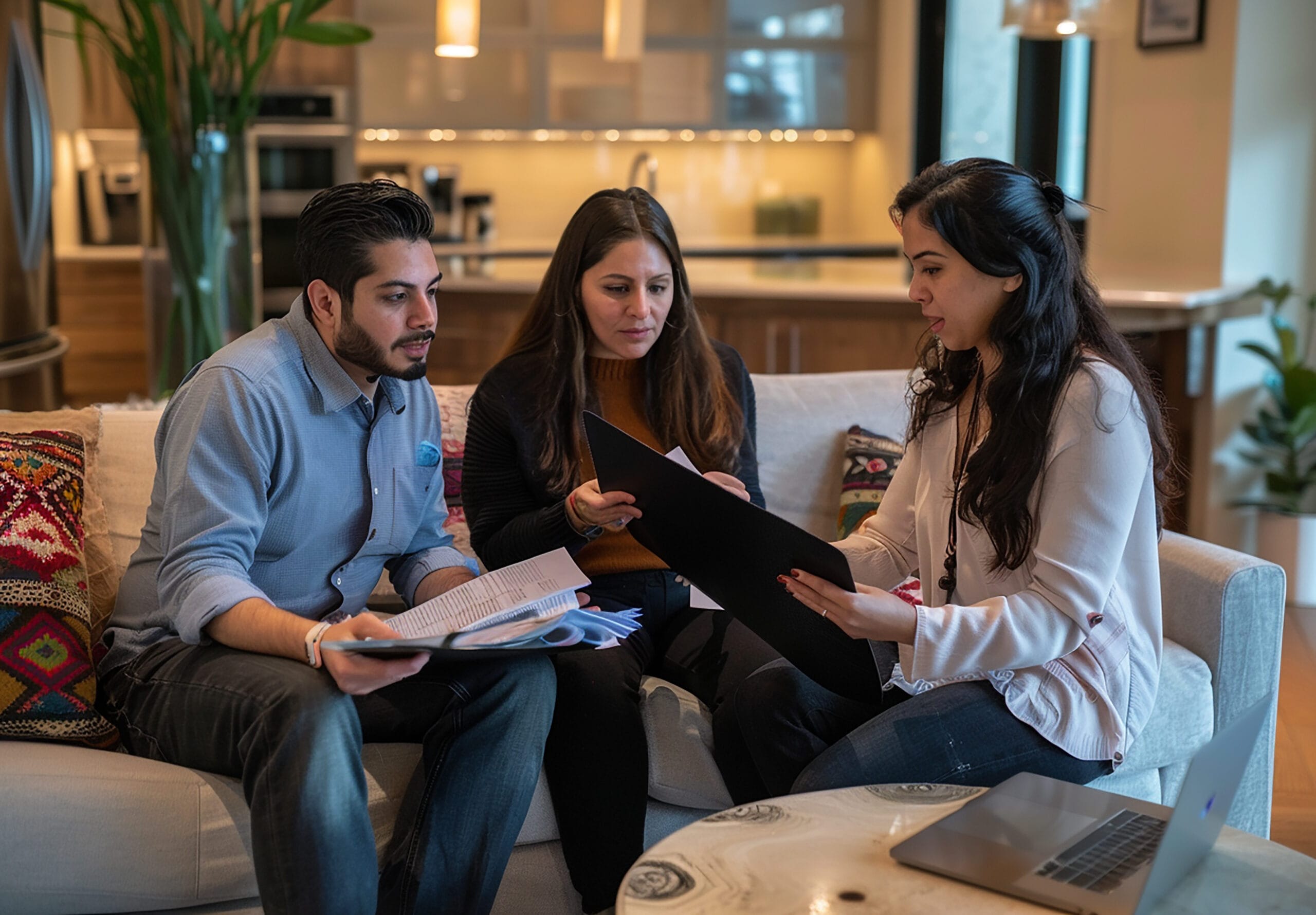An interventionist talking with a family during a consultation